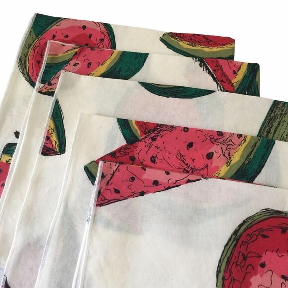 Watermelon Print Table Canvas Napkin 5pcs Unmarked - Picture 3 of 4